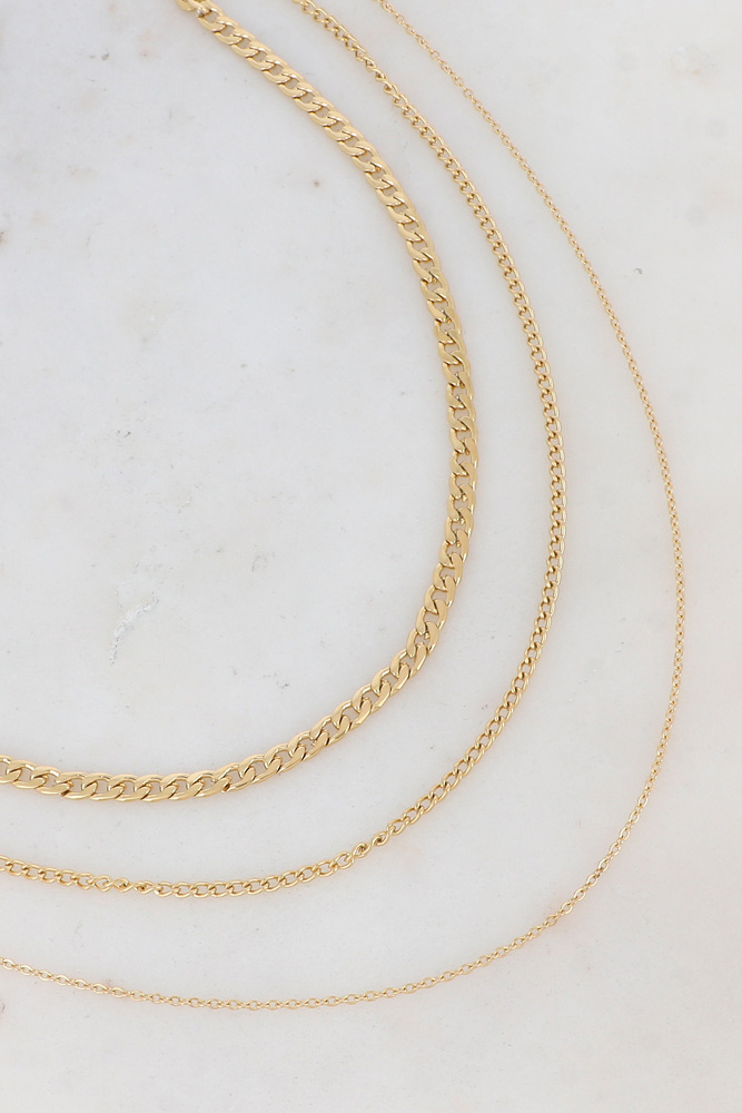 Wholesaler Bohm - 3-layer necklace - curb, fine, and cable chains