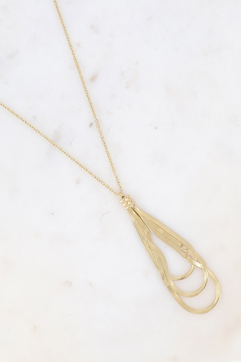 Wholesaler Bohm - Long necklace - 3 dangling mirror links