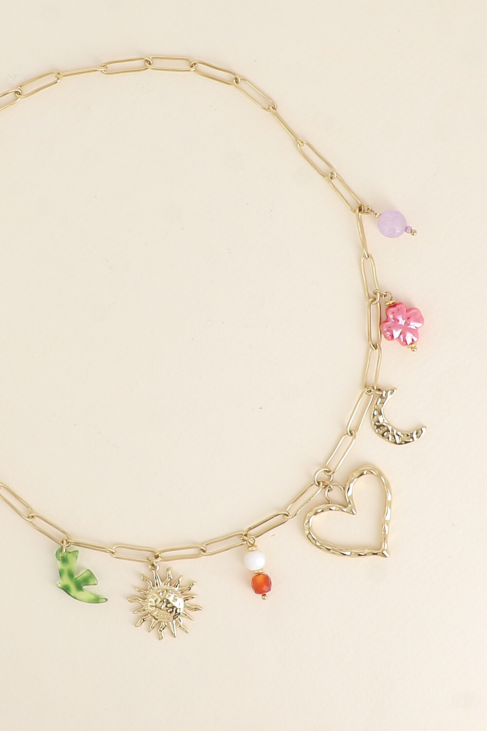 Grossiste Bohm - Collier - soleil, coeur, lune, perles et trèfle