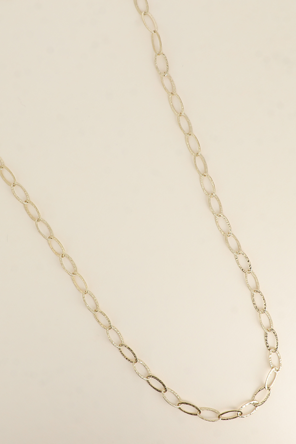 Mayorista Bohm - Collar largo - cadena con grandes eslabones ovalados texturizados 90+7CM