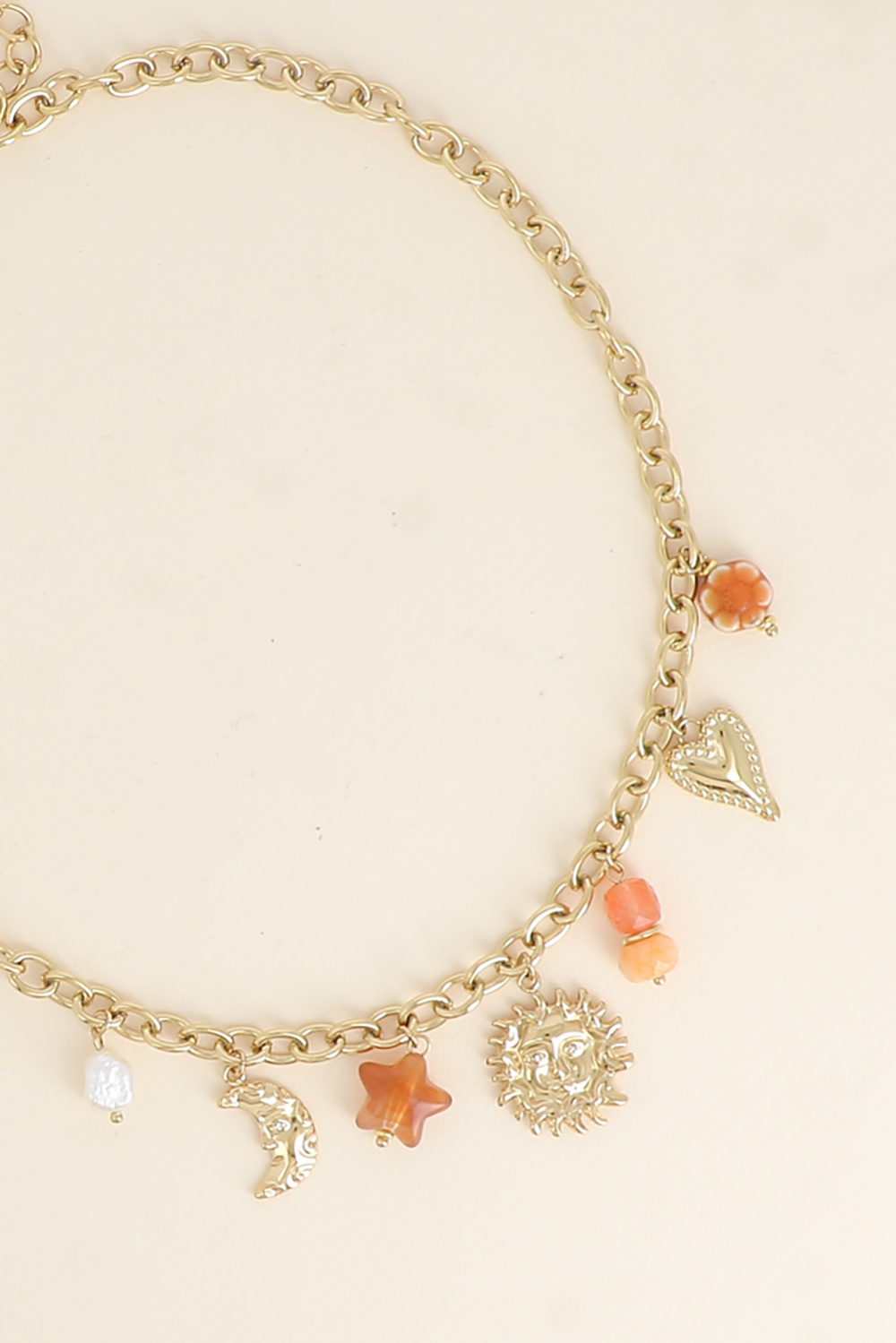 Mayorista Bohm - Collar - luna creciente, cuentas de resina, estrella, sol sonriente, corazón