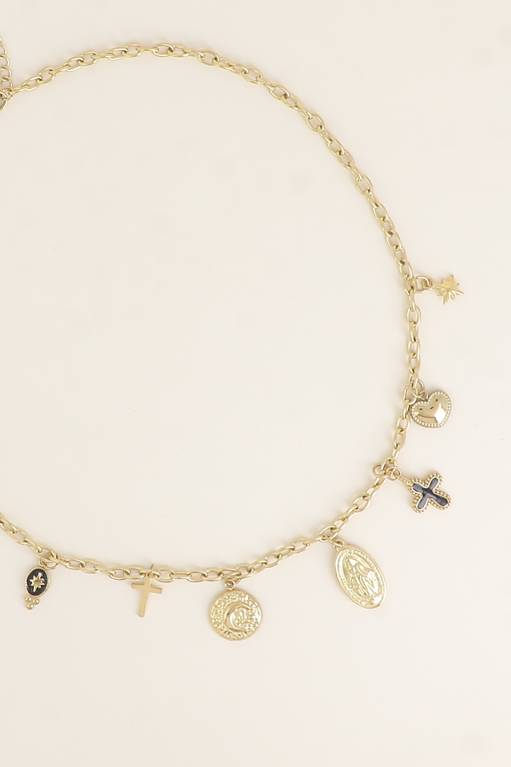 Mayorista Bohm - Collar - cruces religiosas, esmalte, la Madonna, corazón, estrella, pieza martillada con luna