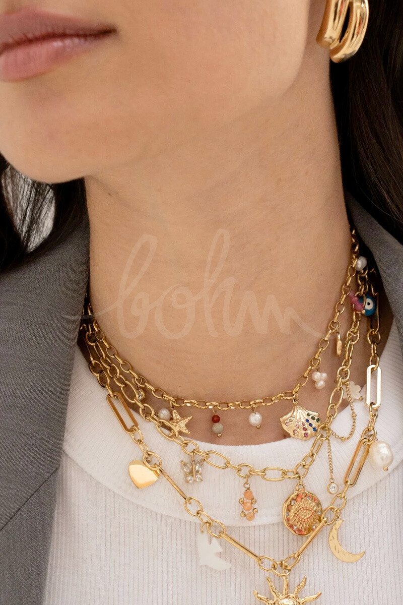 Grossiste Bohm - Collier Falia -cristal, perles d'eau douce, cauri, coquillage et étoile de mer