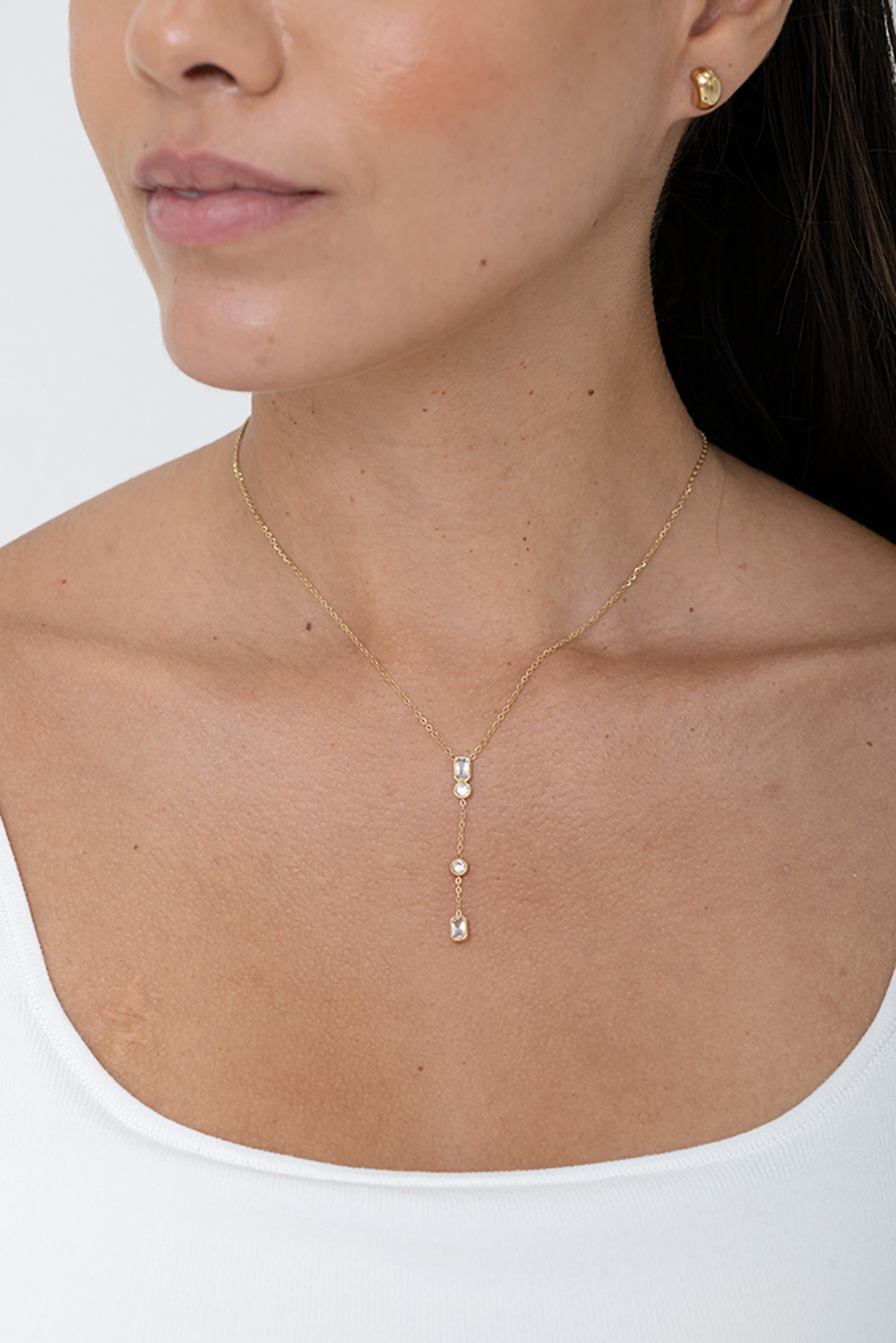 Grossiste Bohm - Collier Y - 4 cristaux goutte, ronds et losange