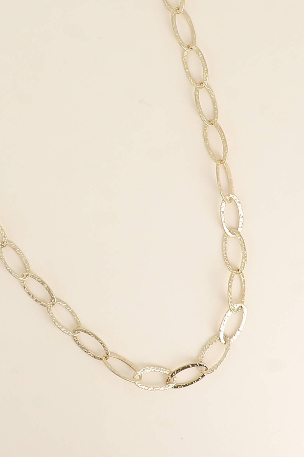 Mayorista Bohm - Collar - cadena de grandes eslabones ovalados texturizados 60+7CM