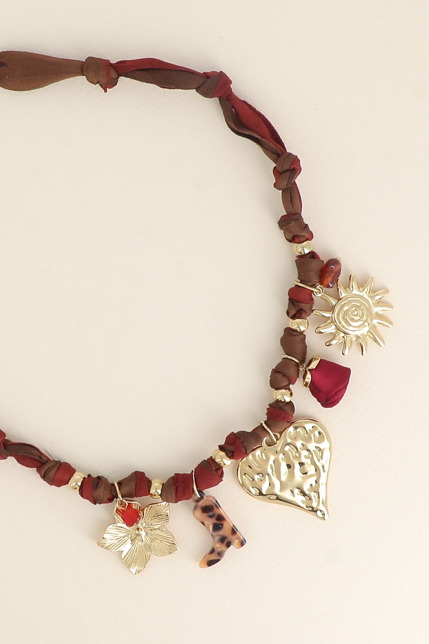 Wholesaler Bohm - Necklace - flower, natural stone, heart, sun, pink ribbon, resin boot