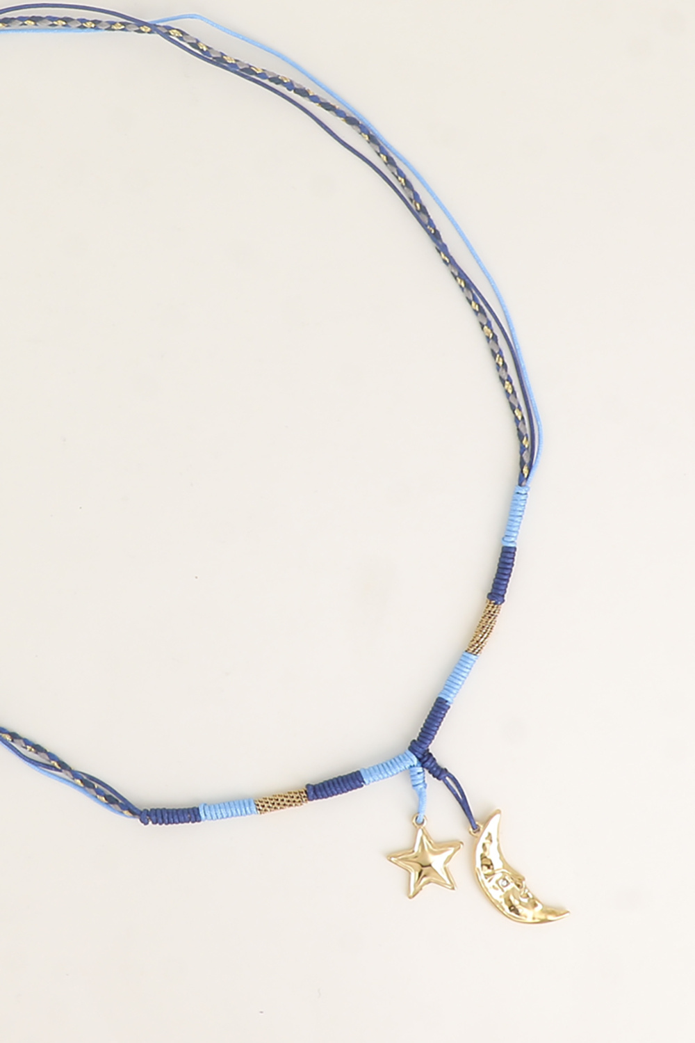 Mayorista Bohm - Collar - en cordón, luna y estrella en acero inoxidable