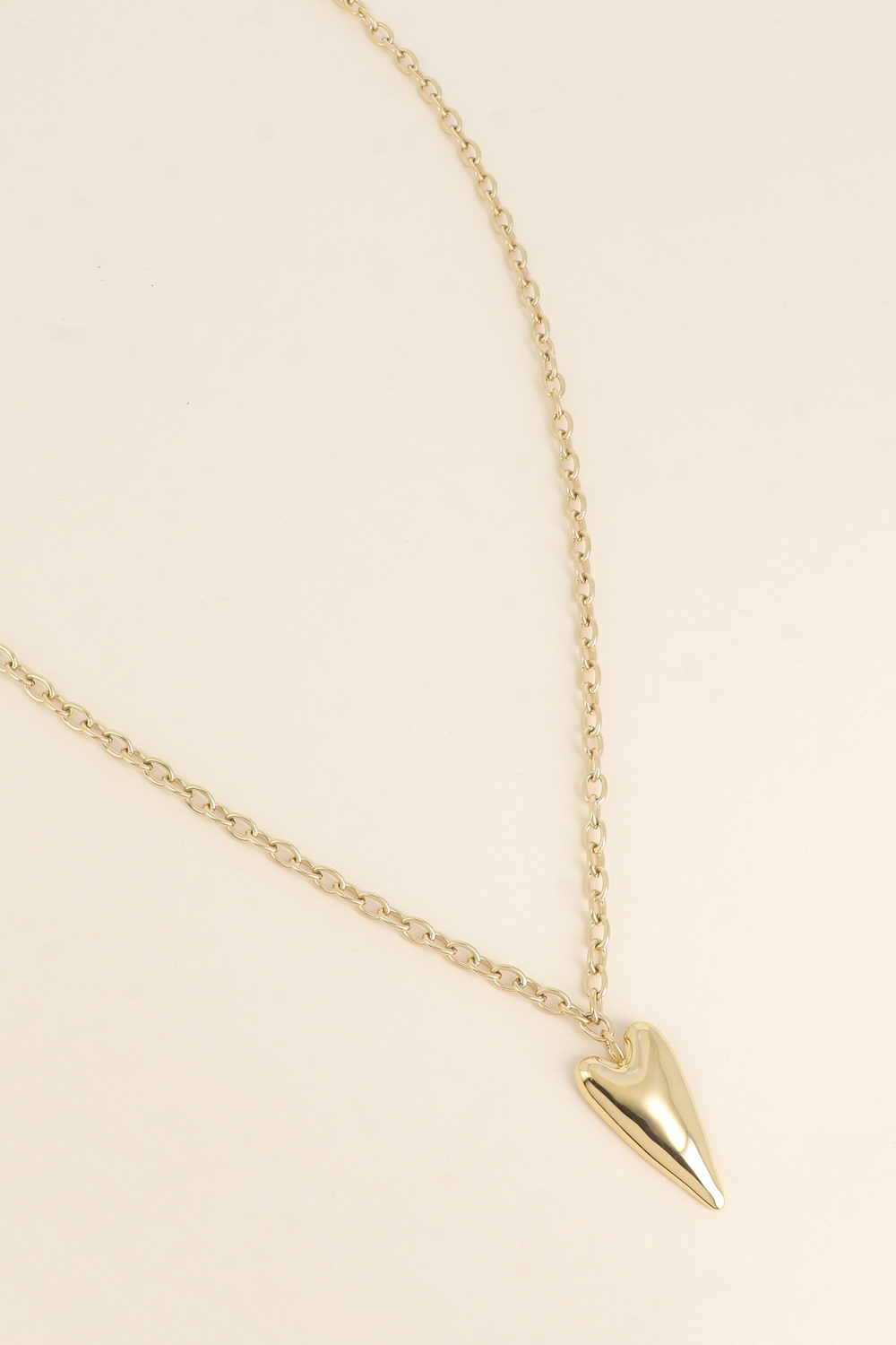 Wholesaler Bohm - Long necklace - thick mesh, lying down and flat heart pendant