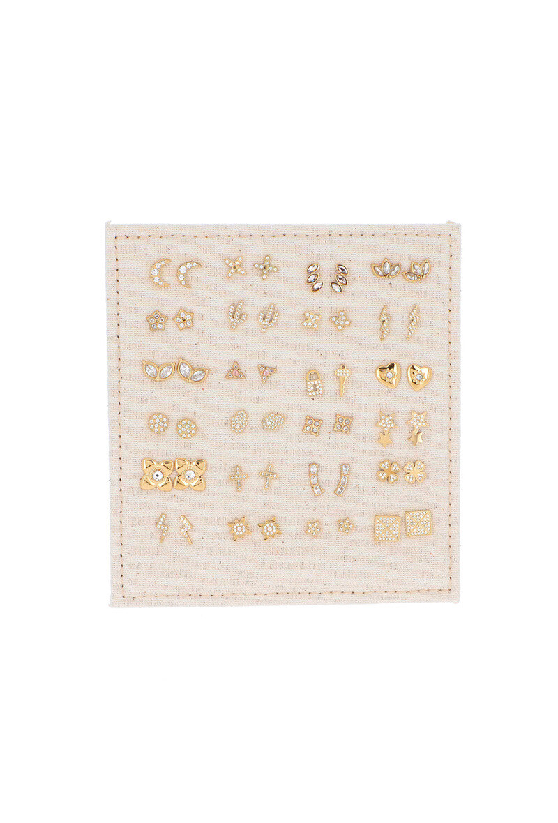 Mayorista Bohm - Kit de 24 pares de pendientes de botón - dorado blanco