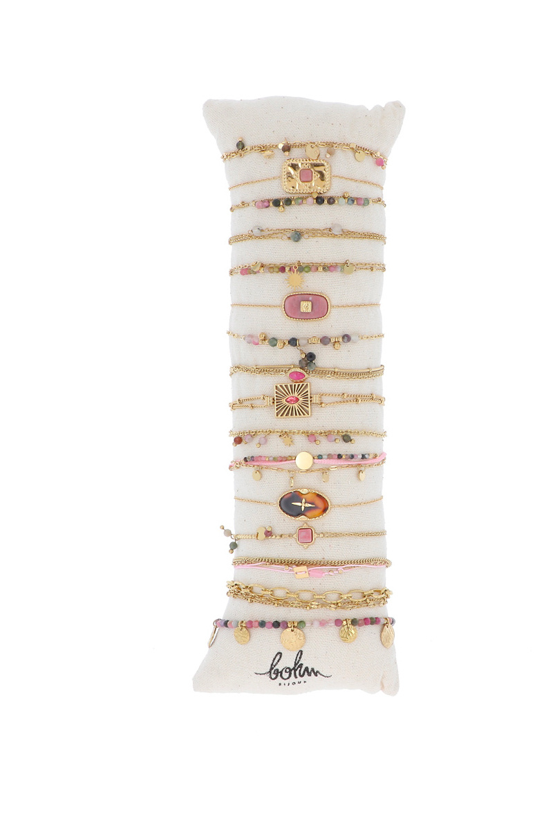 Mayorista Bohm - Kit de 16 pulseras de acero inoxidable - turmalina dorada