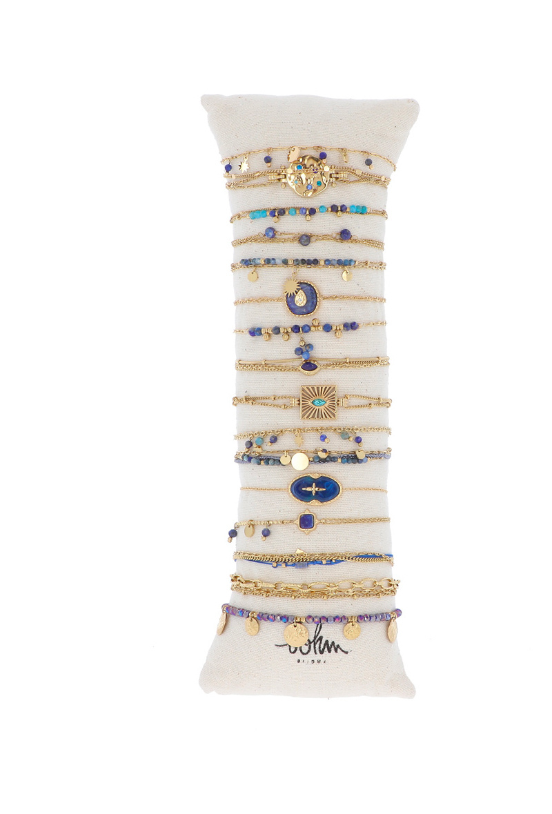 Mayorista Bohm - Kit de 16 pulseras de acero inoxidable - lapislázuli dorado