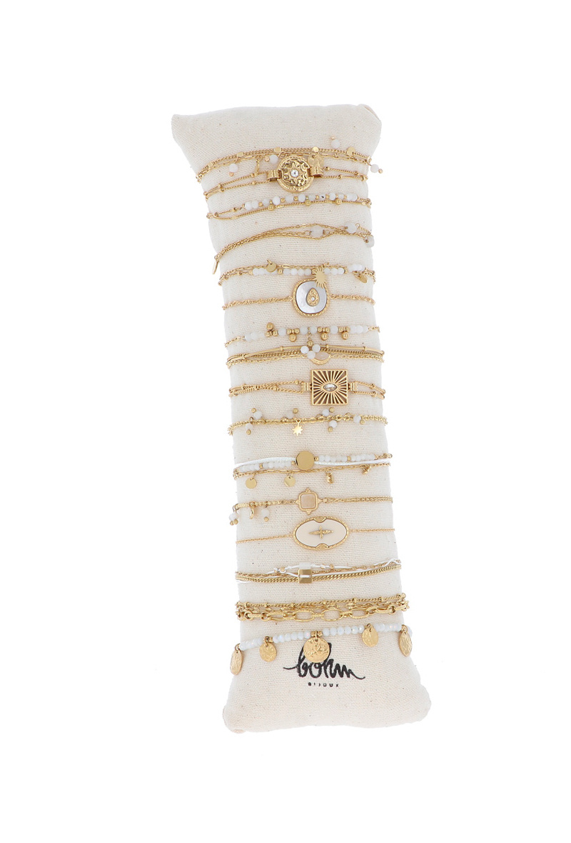 Mayorista Bohm - Kit de 16 pulseras de acero inoxidable - oro malaquita reconstituida
