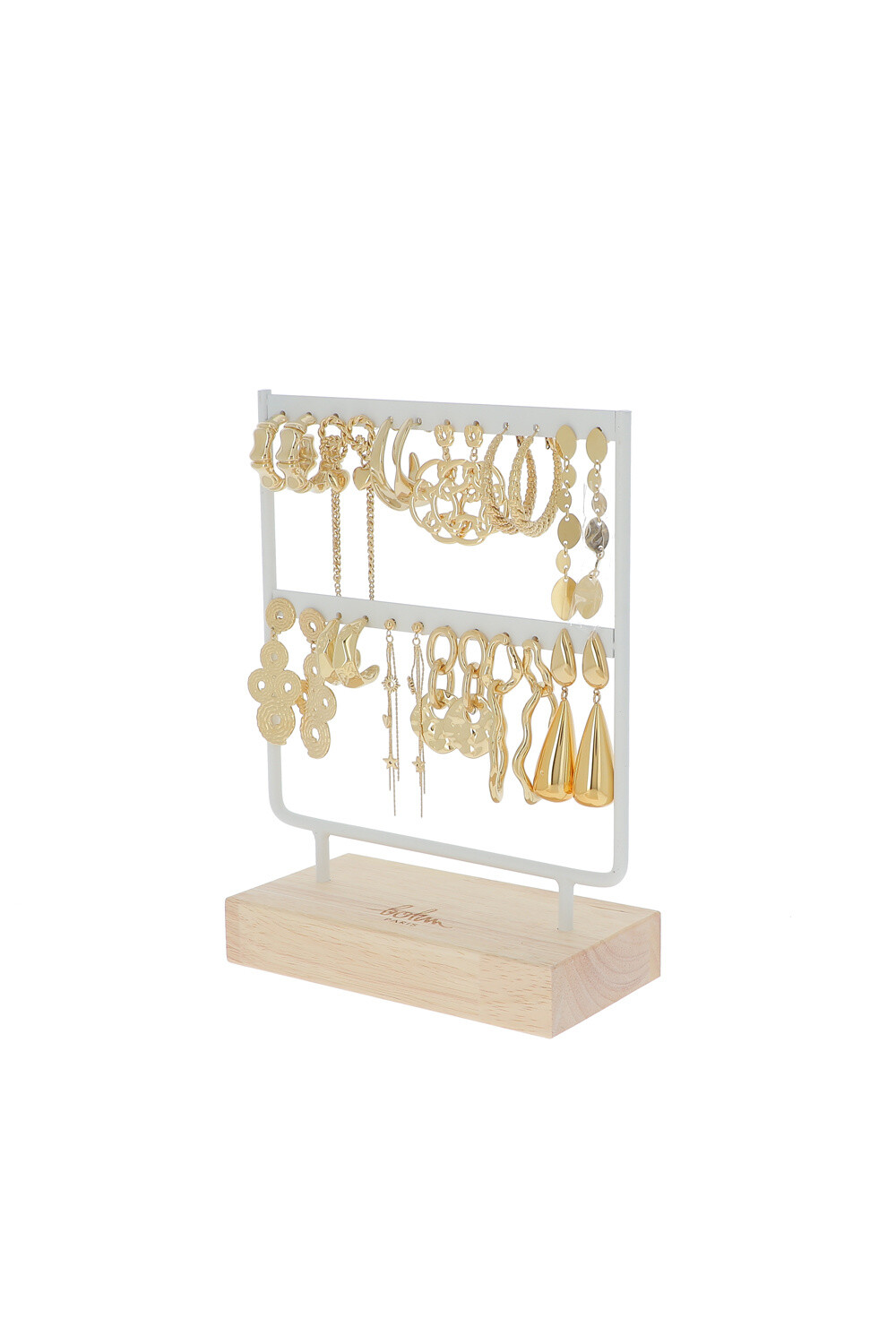 Großhändler Bohm - Set mit 24 Ohrringen aus Edelstahl – Gold – Gratispräsentation
