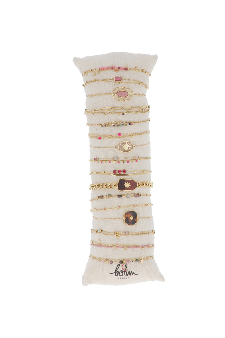 Großhändler Bohm - Set mit 16 Armbändern aus Edelstahl – Goldturmalin V3