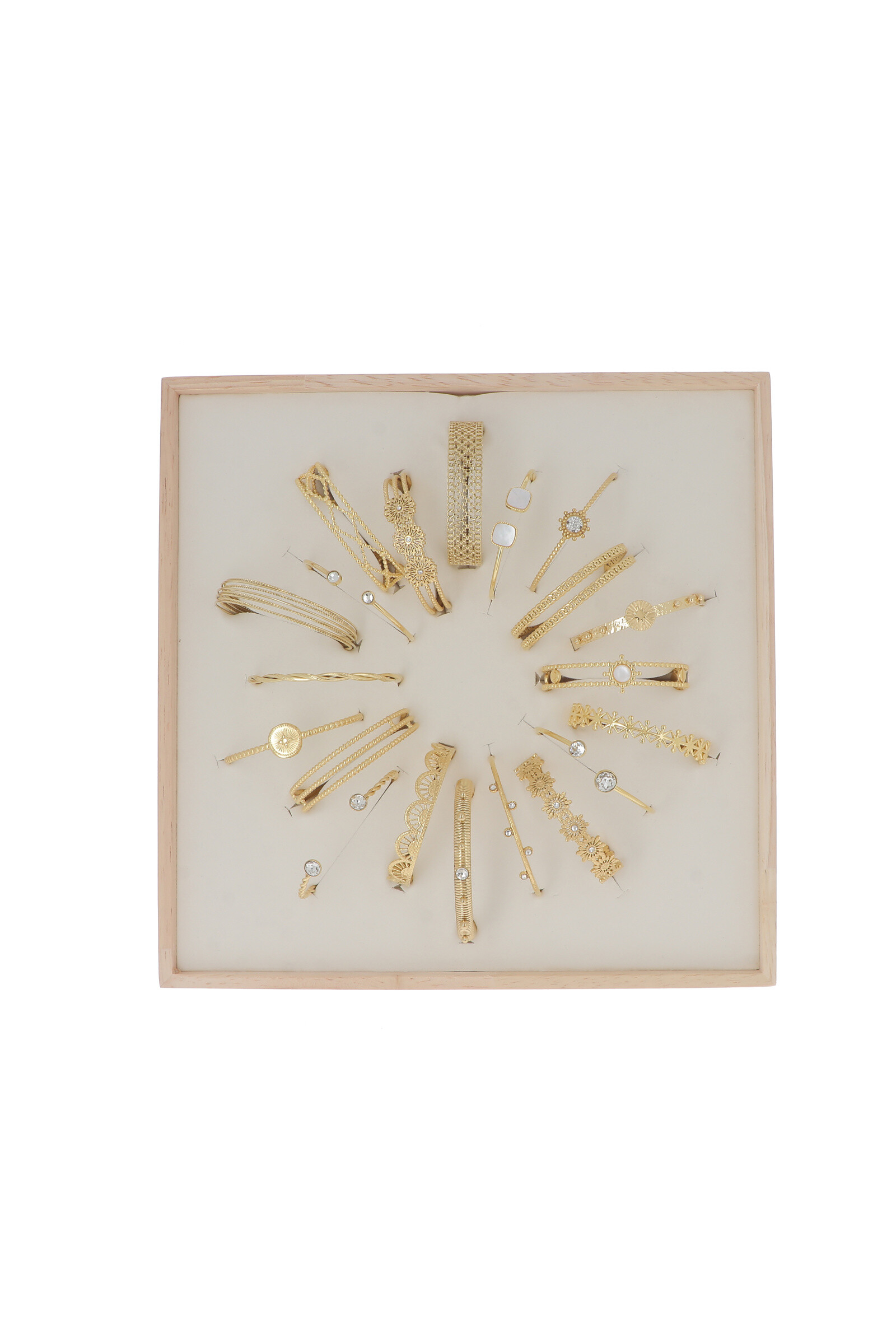 Mayorista Bohm - Kit de 20 brazaletes de acero inoxidable - dorado - exhibición gratuita
