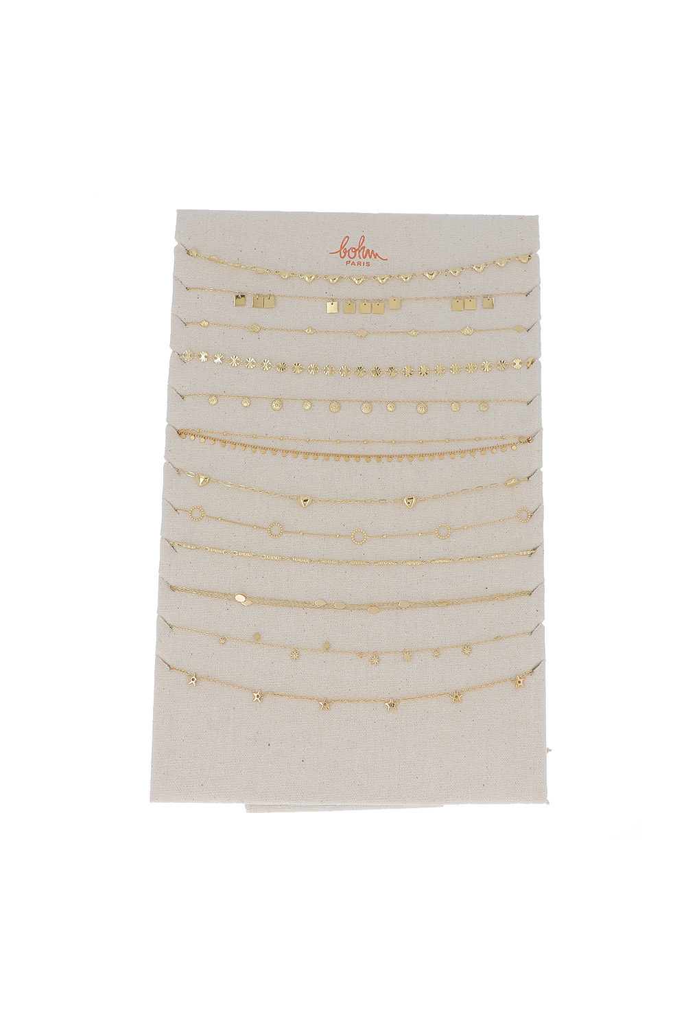 Mayorista Bohm - Kit de 24 collares de borlas - oro - exhibición gratuita