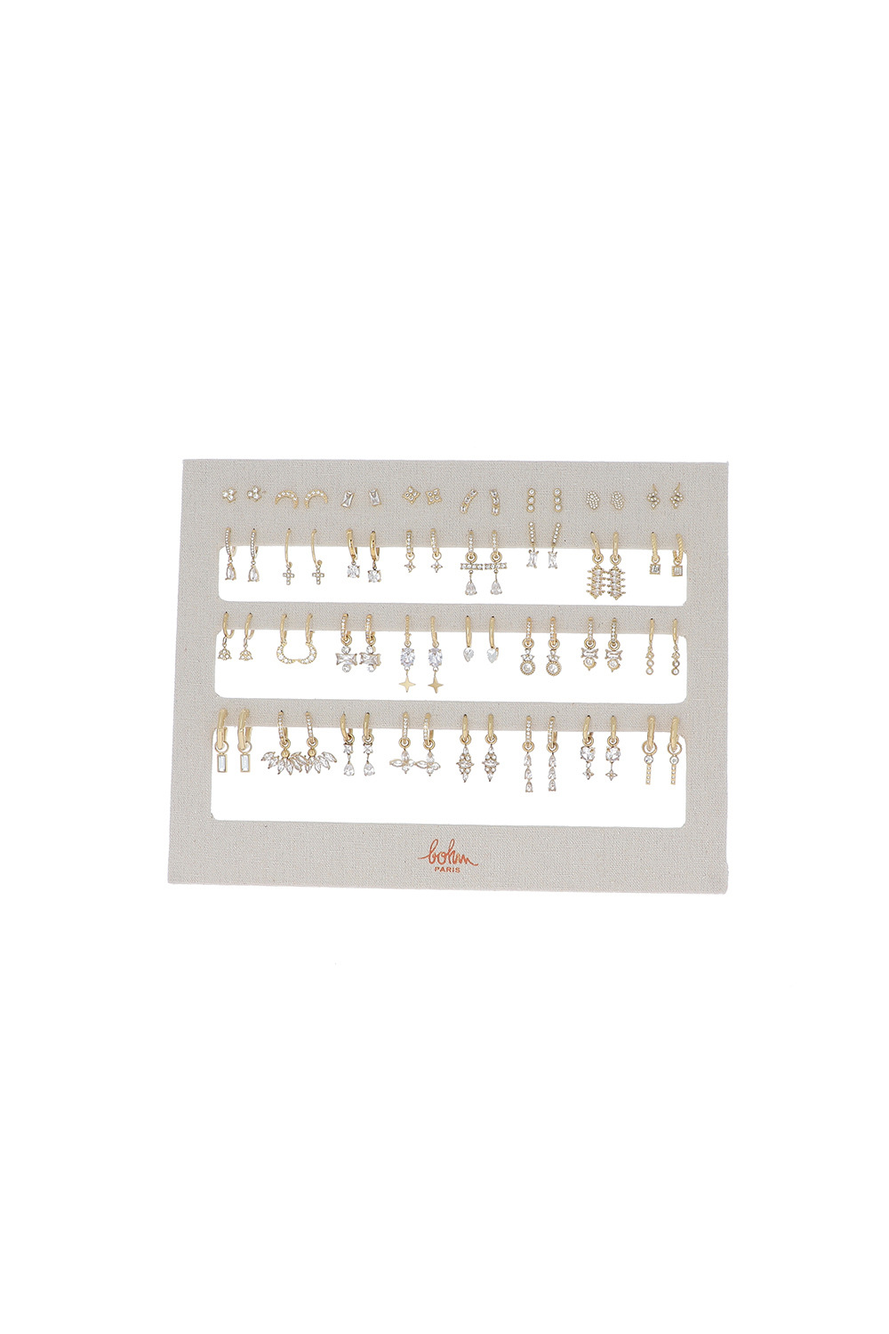 Mayorista Bohm - Conjunto de 32 pendientes - oro blanco - EXPOSITOR INCLUIDO