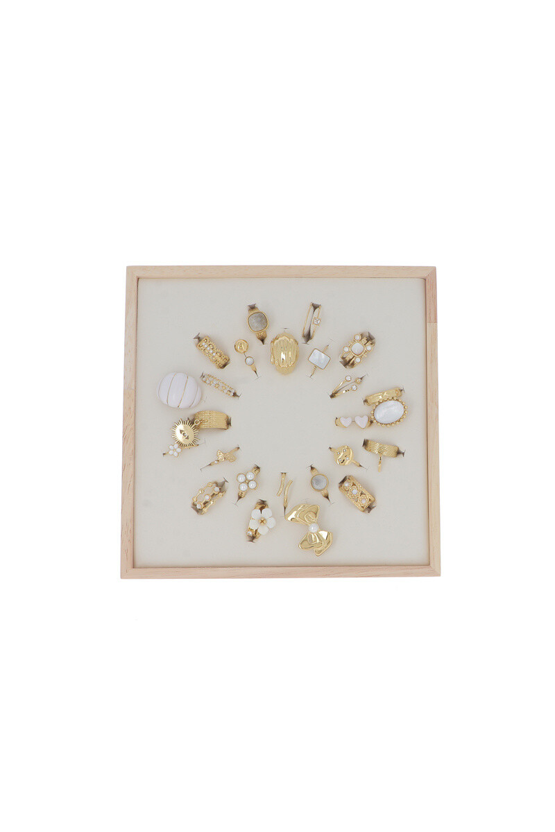 Großhändler Bohm - Set mit 24 Edelstahlringen – Weißgold – KOSTENLOSE AUSSTELLUNG