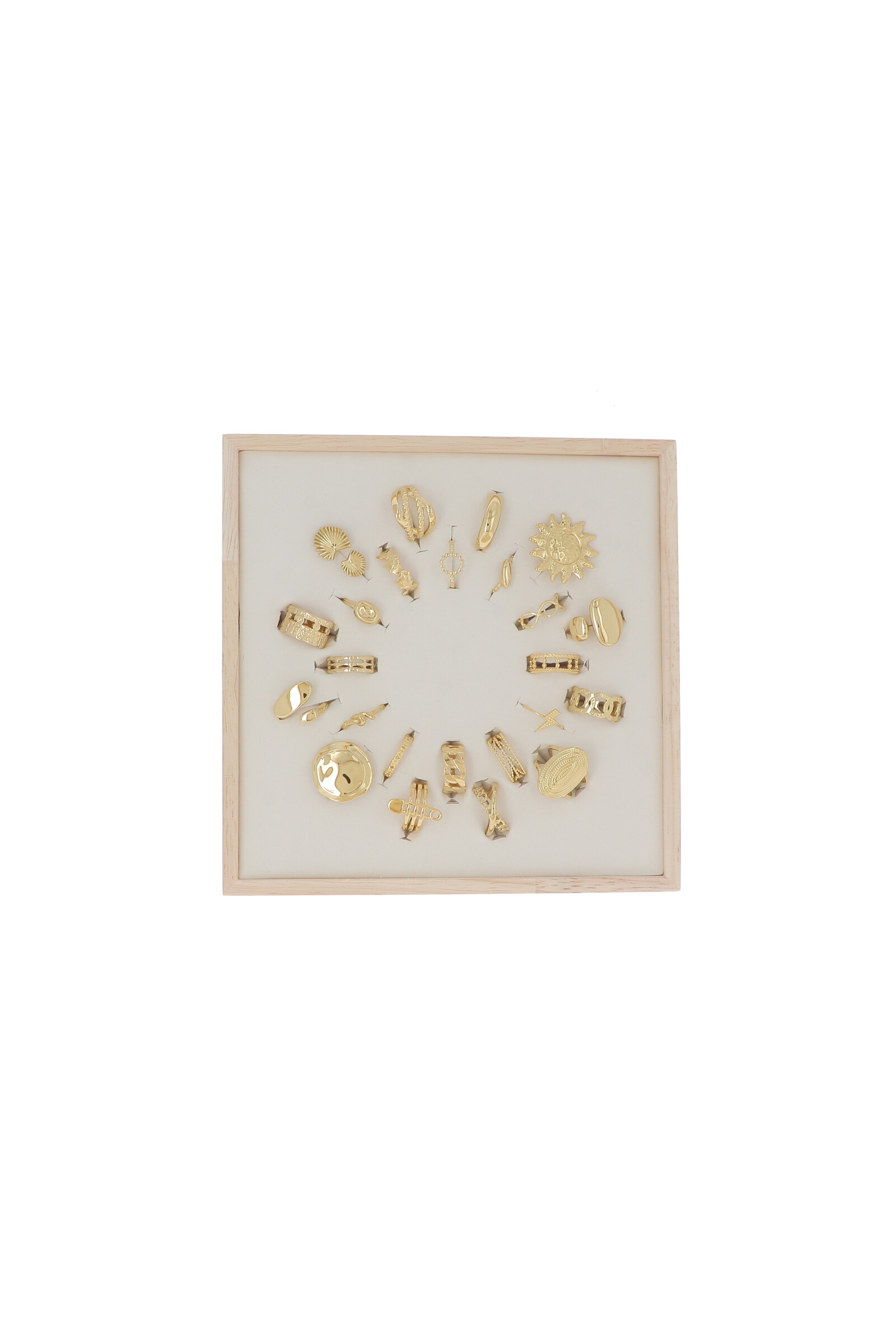 Mayorista Bohm - Kit de 24 anillos de acero inoxidable - oro - DISPLAY GRATIS