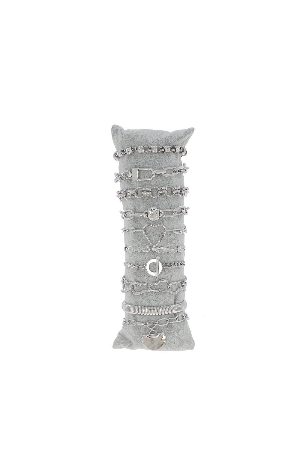 Großhändler Bohm - Set mit 10 Armbändern - Rhodium - kostenloser Präsentationsständer inklusive