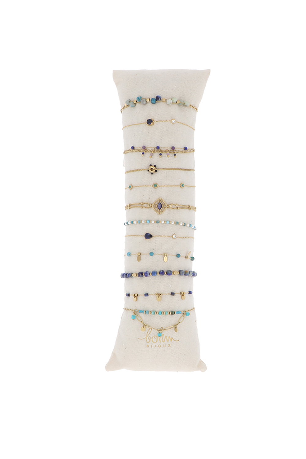 Wholesaler Bohm - Set of 12 bracelets - gold and blue - free display stand included