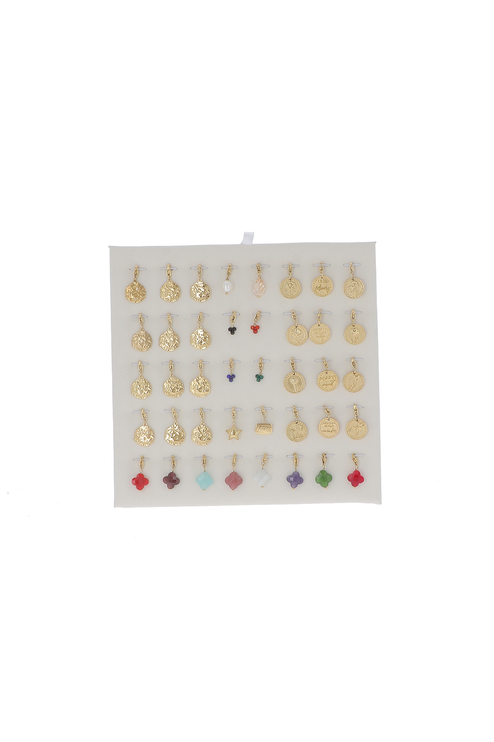 Grossiste Bohm - Kit de 40 charms en acier inoxydable - doré mix - fleury et pierres naturelles