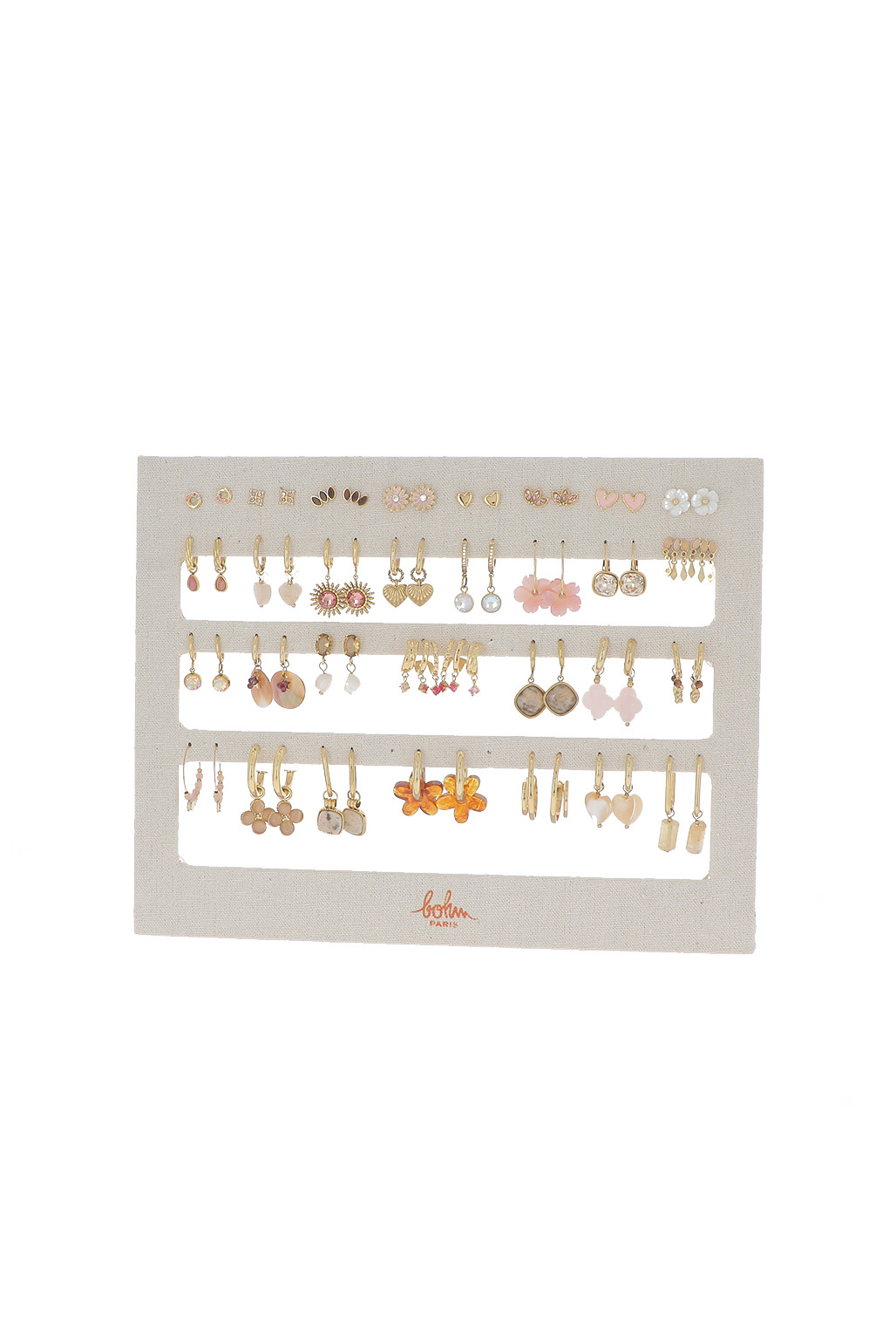 Wholesaler Bohm - Set of 30 earrings - nude gold - display stand included