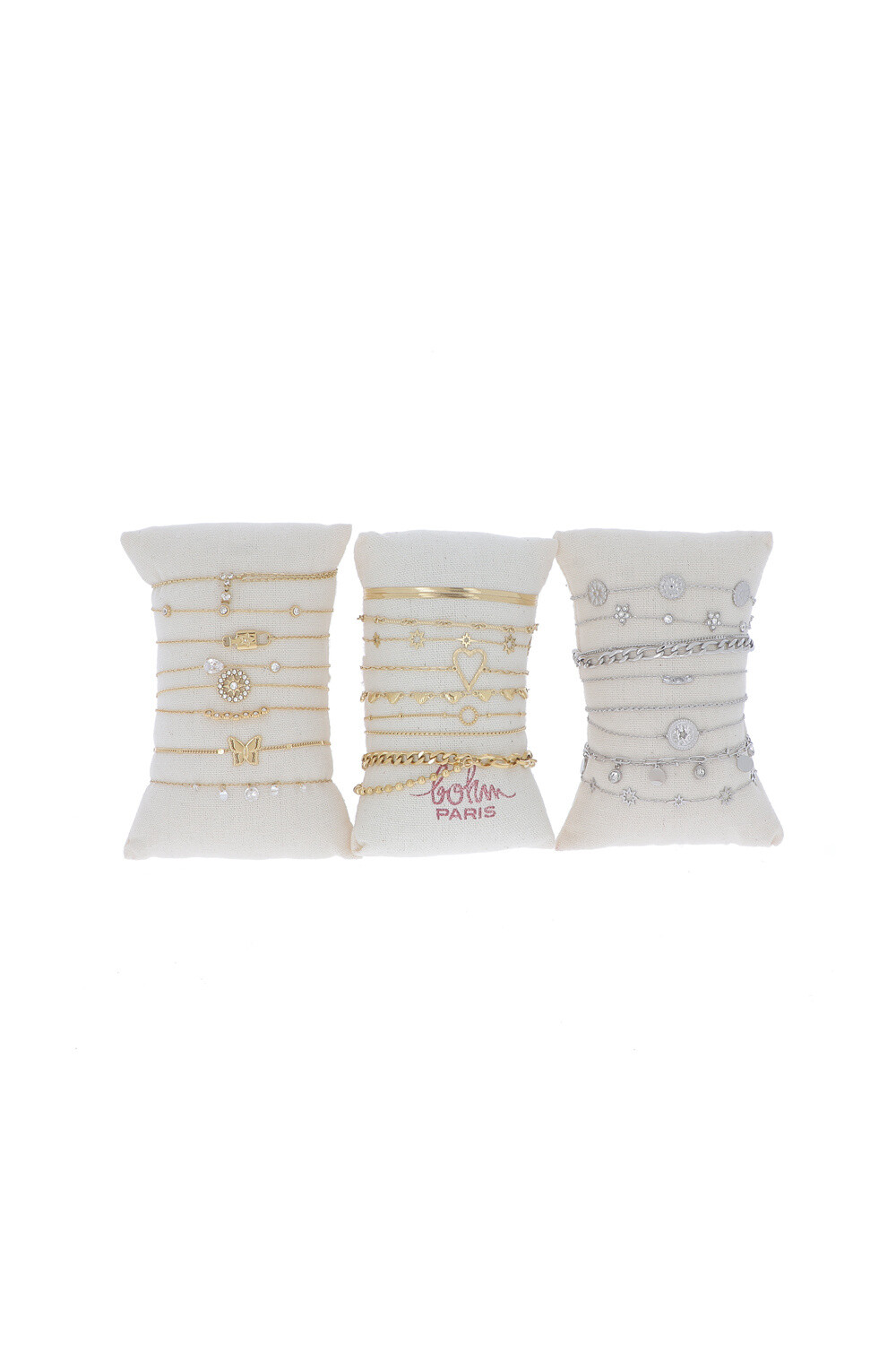 Großhändler Bohm - Kit mit 3 Spulen mit 8 Armbändern – Gold und Rhodium