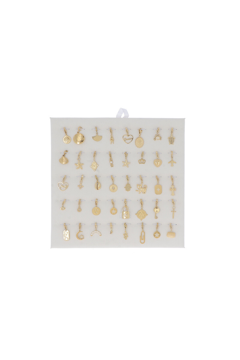 Großhändler Bohm - 40 Charms Edelstahl -Kit - Gold - weiße oder graue Stütze