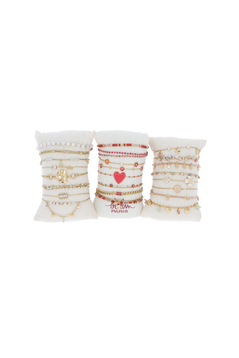 Großhändler Bohm - Set mit 3 Würstchen und 8 Armbändern – Rotgold-Mix – Kissen gratis