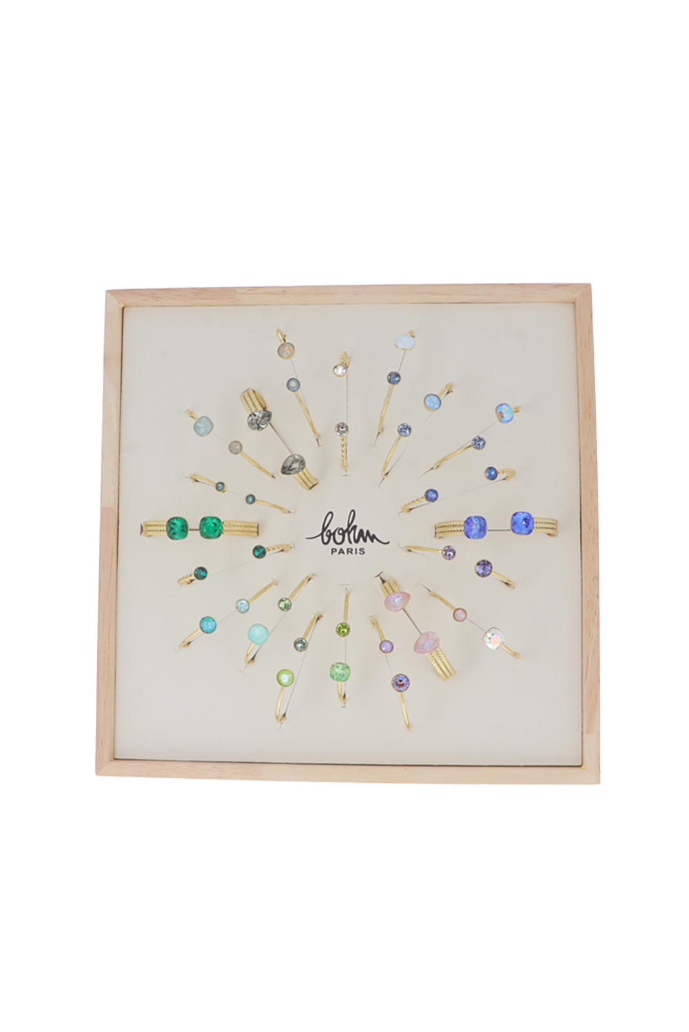 Mayorista Bohm - Juego de 20 brazaletes - dorado, azul, verde - soporte de exhibición incluido