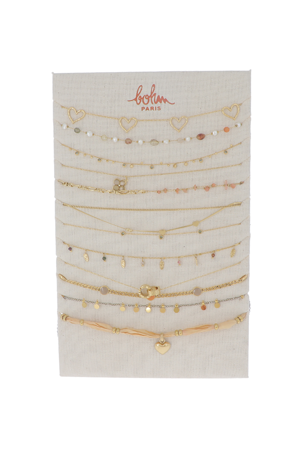 Mayorista Bohm - Juego de 24 (12+12) collares - dorado marrón - Soporte de exhibición incluido
