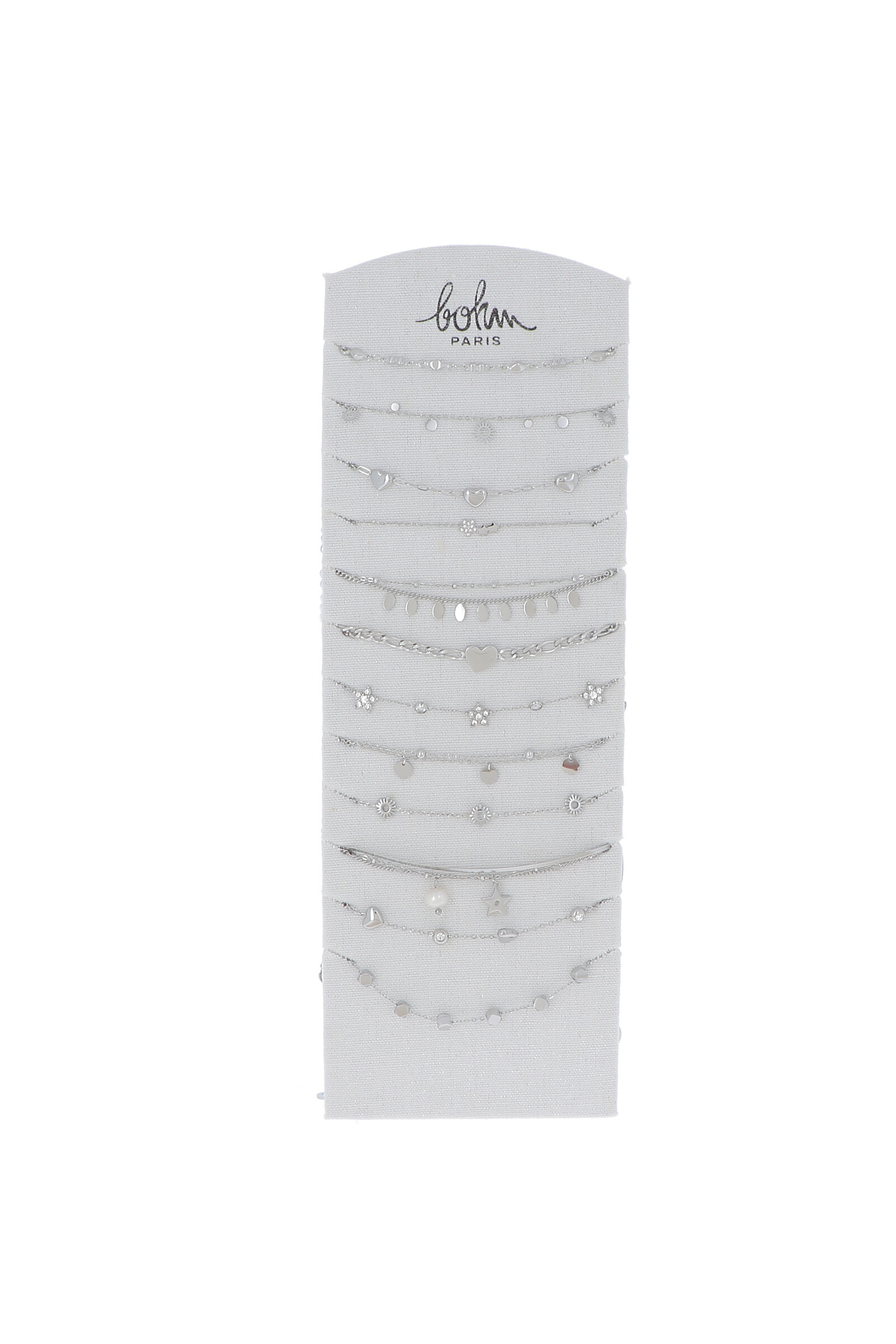 Großhändler Bohm - Kit von 24 (12+12) Armbänder - Rhodium - kostenloses Display