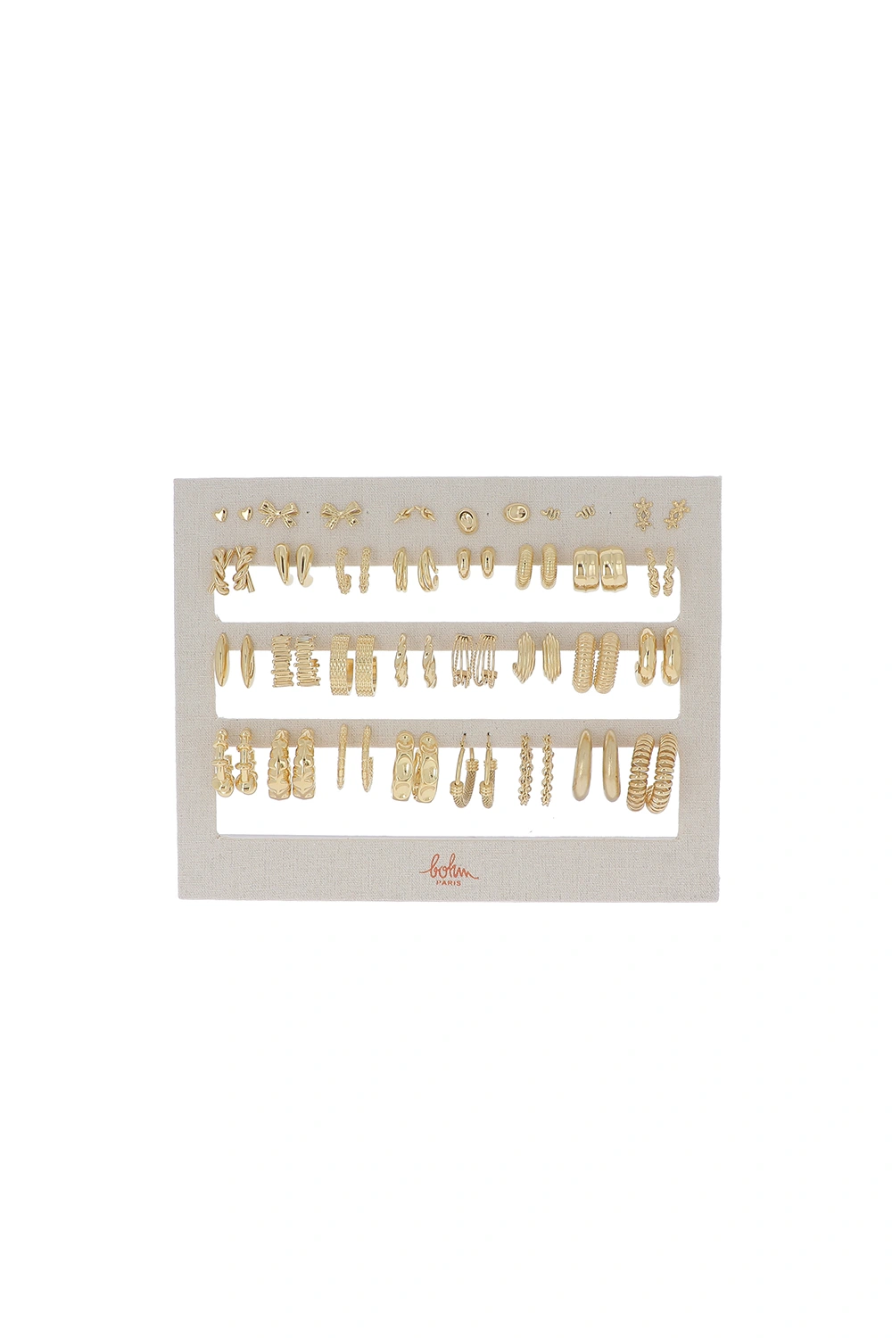 Großhändler Bohm - Set mit 30 Ohrringen - goldfarben - Präsentationsständer inklusive