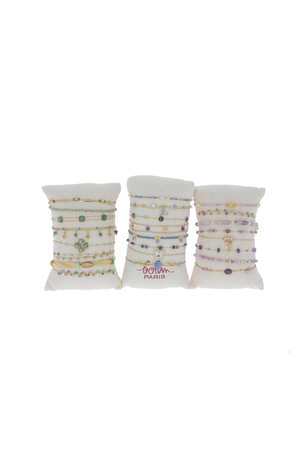Großhändler Bohm - Kit mit 3 Spulen mit 8 Edelstahlarmbändern – Gold-Blau-Mix
