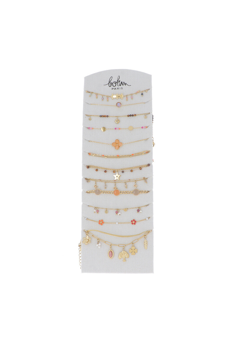 Mayorista Bohm - Kit de 24 (12+12) Pulseras - Mezcla dorada de color marrón - Pantalla gratuita
