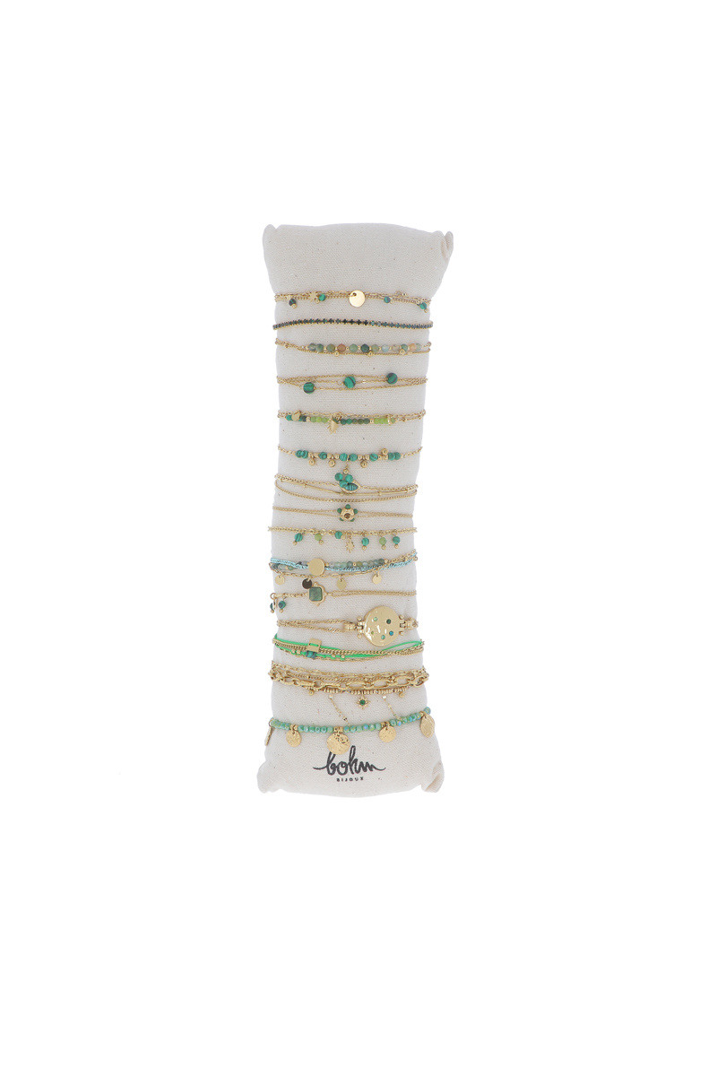 Grossiste Bohm - Kit de 16 bracelets - doré malachite V2 - présentoir offert