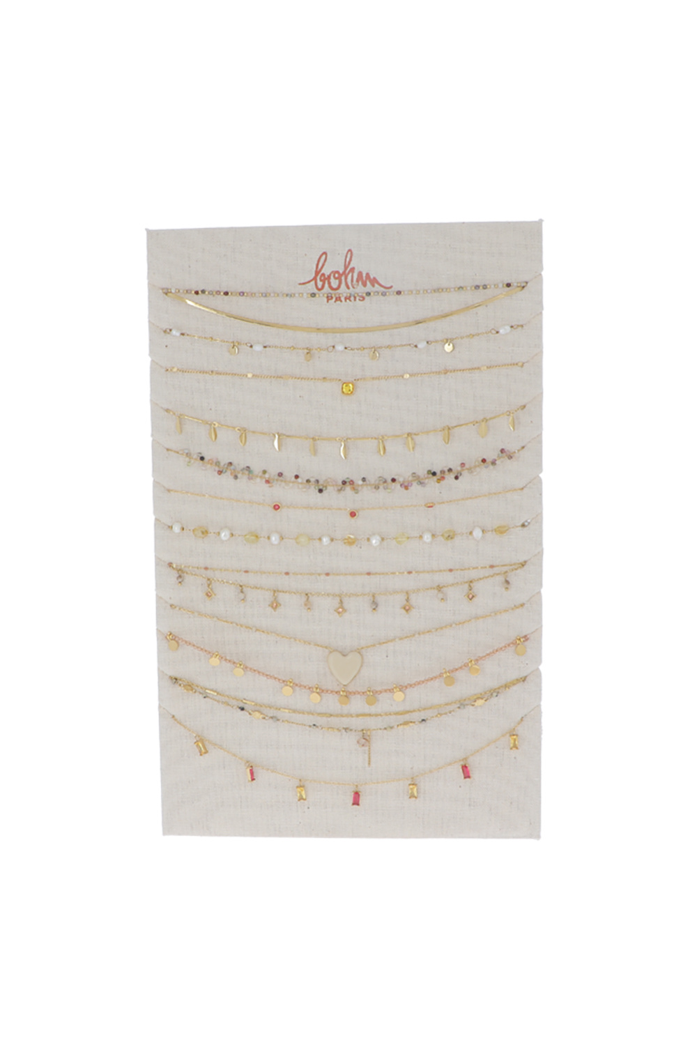 Mayorista Bohm - Juego de 24 (12+12) collares - dorado amarillo - Soporte de exhibición incluido