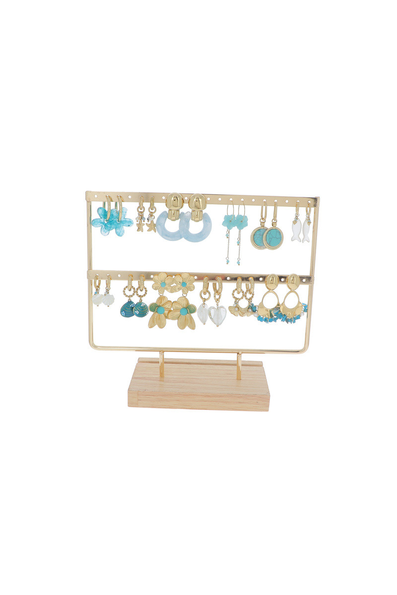 Grossiste Bohm - Kit de 24 (12+12) boucles - doré bleu - présentoir offert