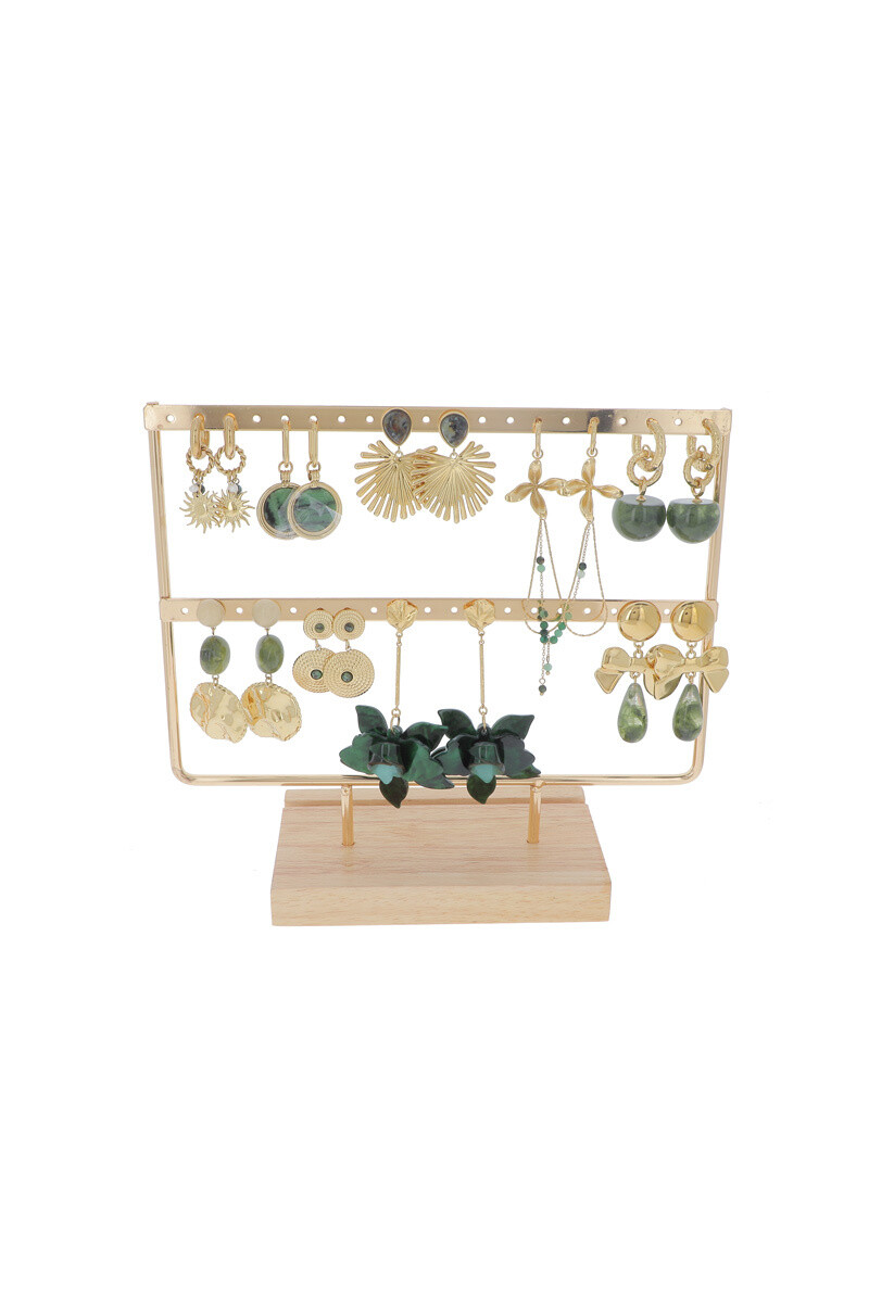 Grossiste Bohm - Kit de 18 (9+9) boucles - doré vert - présentoir offert