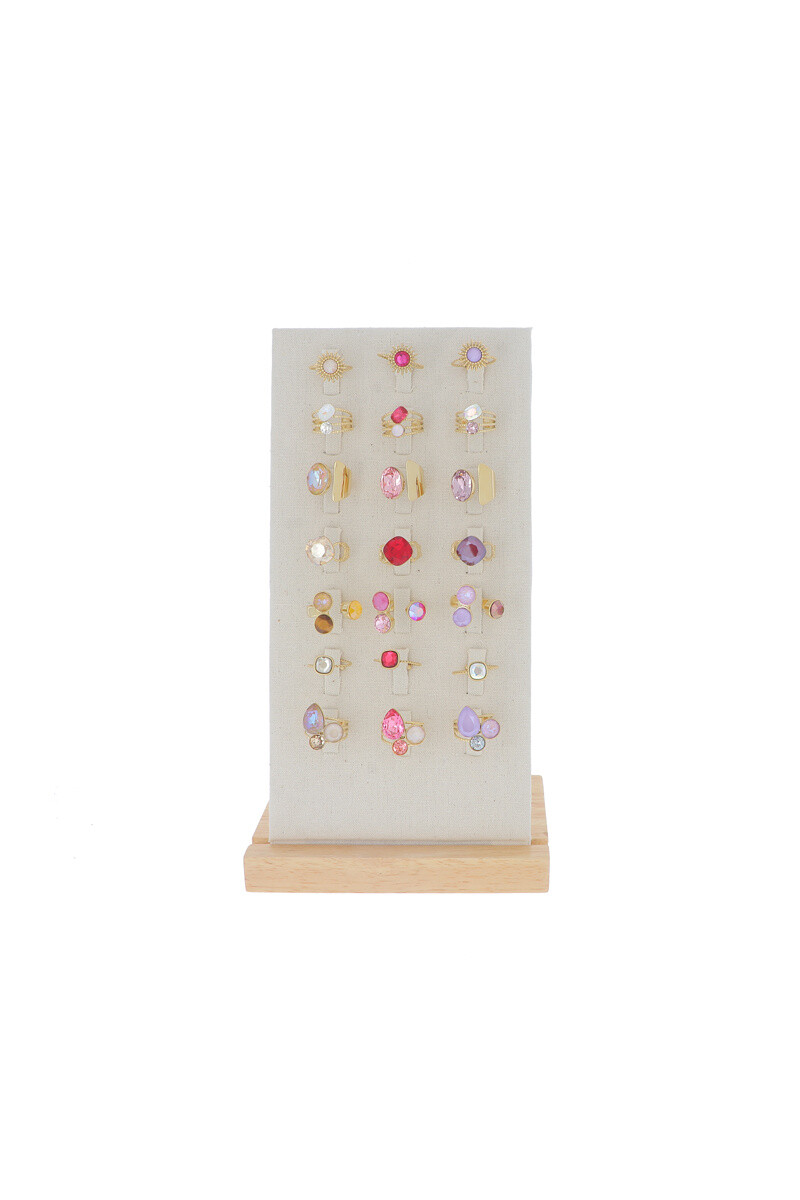 Mayorista Bohm - Kit of 21 Rings - Mix Pink Gold - Decorado con Cristales Swarovski®