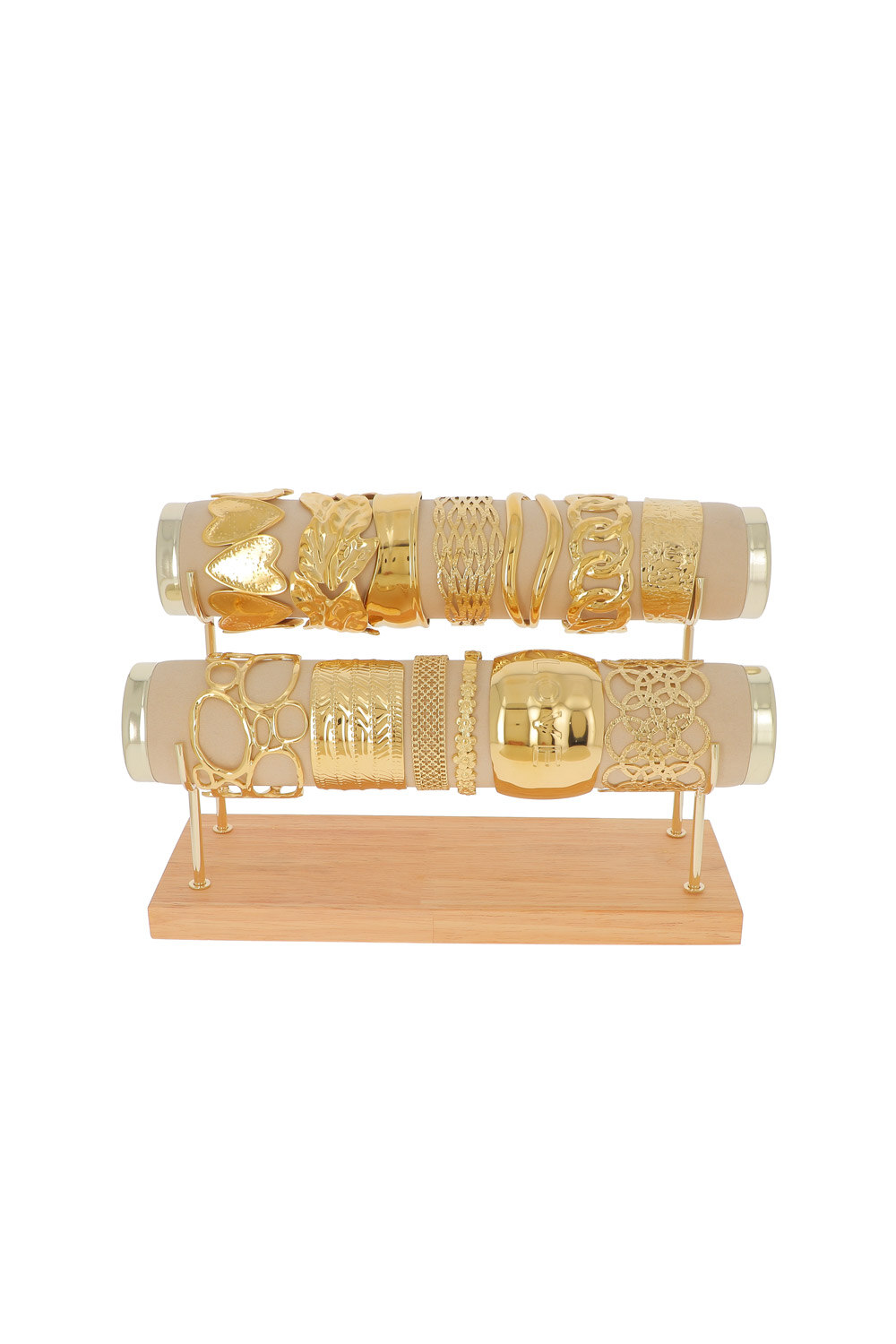 Mayorista Bohm - Juego de 13 brazaletes - dorado - soporte de exhibición incluido
