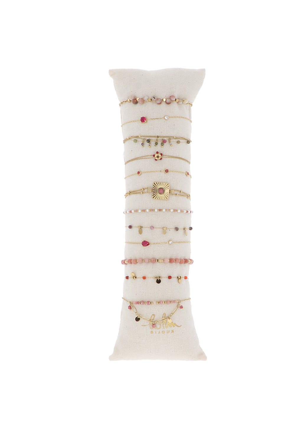Wholesaler Bohm - Set of 12 bracelets - gold red - display stand included
