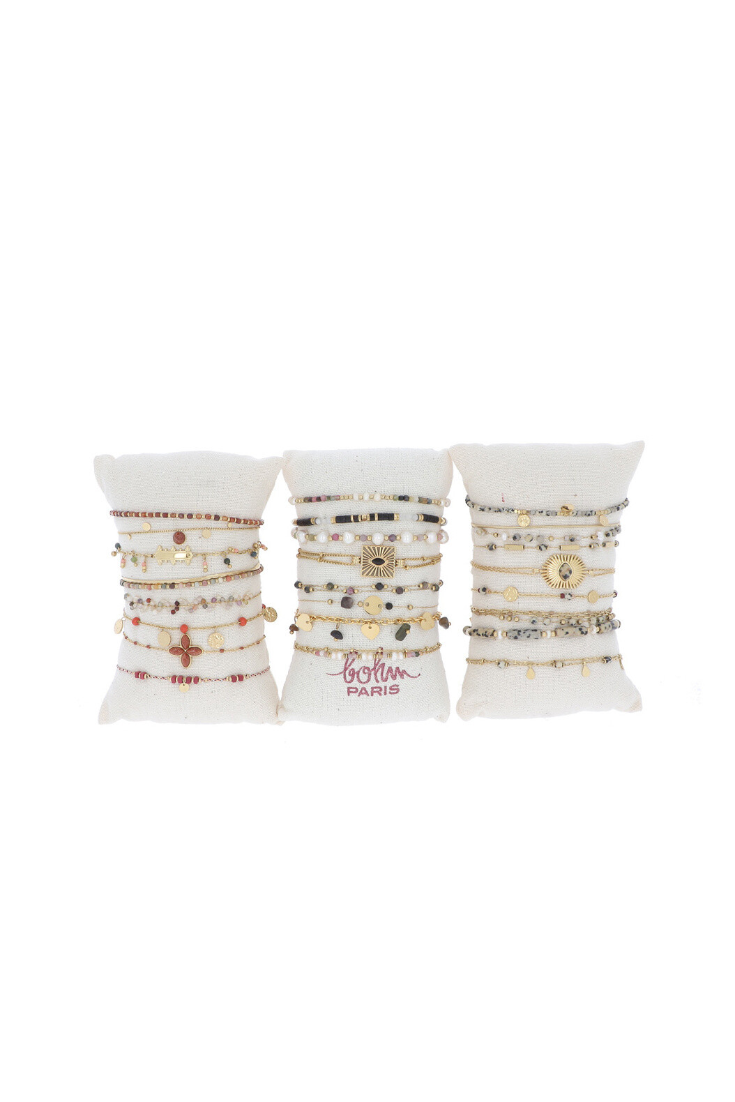 Großhändler Bohm - Kit mit 3 Spulen mit 8 Armbändern – Multi-Turmalin-Gold