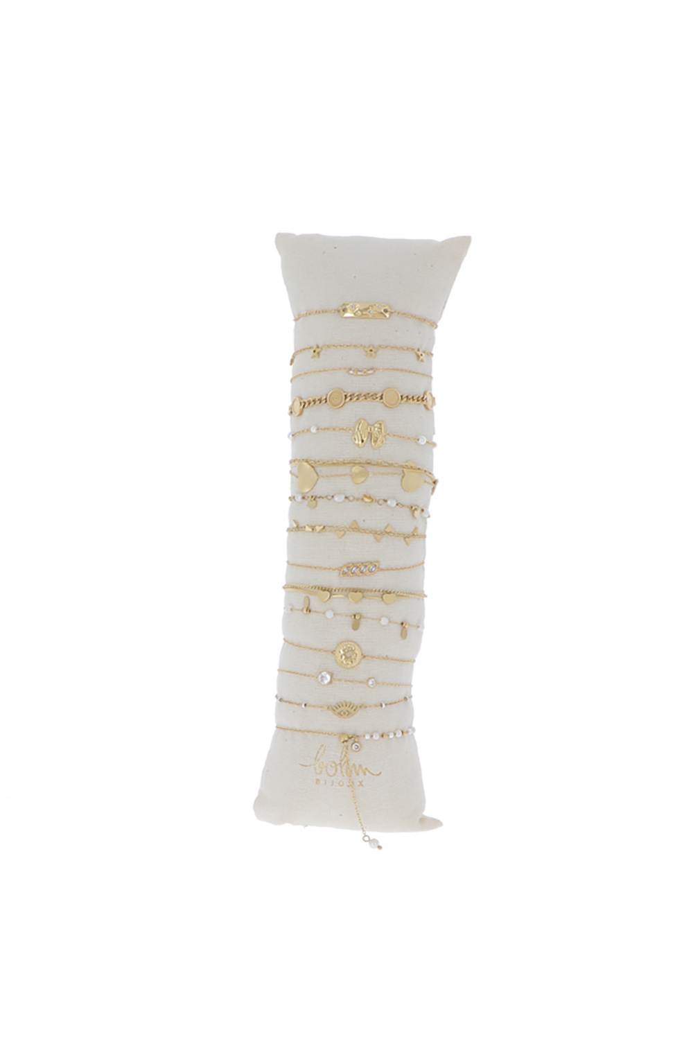 Mayorista Bohm - Juego de 15 pulseras - dorado blanco - soporte de exhibición incluido