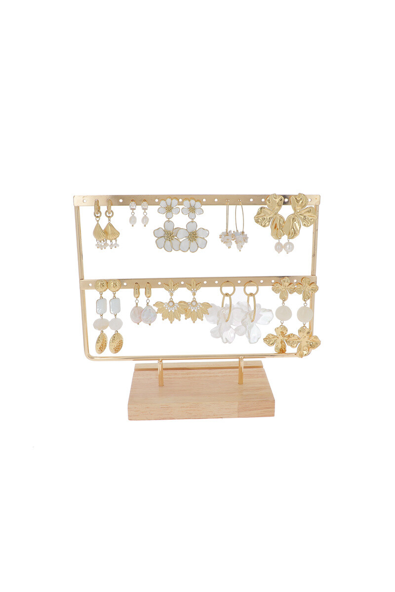 Grossiste Bohm - Kit de 20 (10+10) boucles - doré blanc - présentoir offert