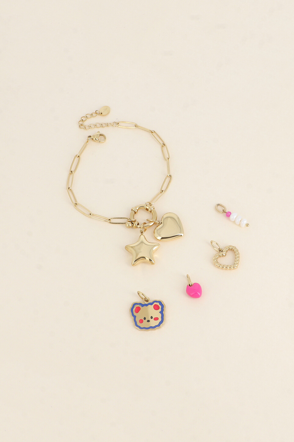 Grossiste Bohm - Cartelette WITH LOVE Bracelet et 6 pendentifs (coeur et étoile)