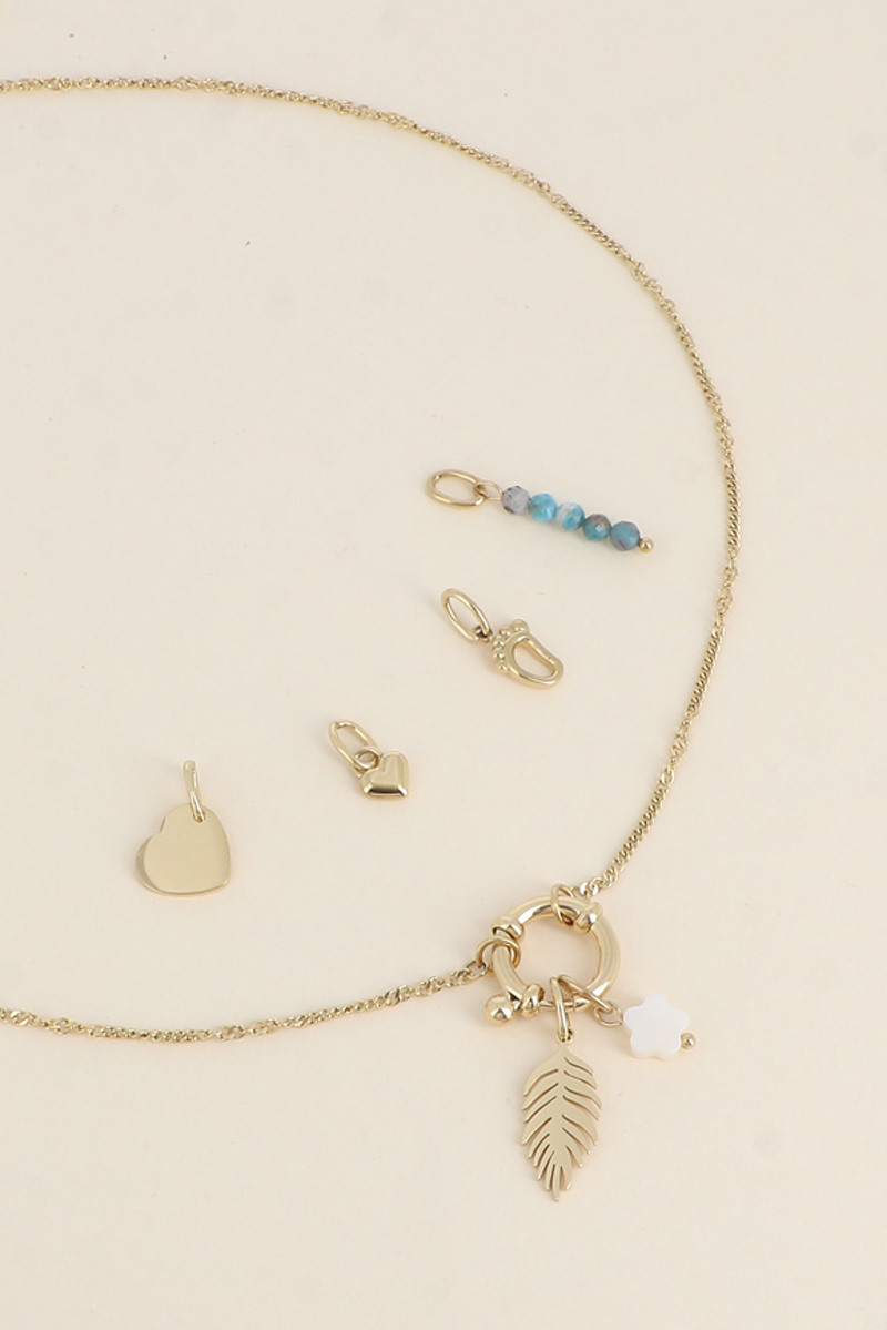 Grossiste Bohm - Cartelette CARPEDIEM Collier et 6 pendentifs (feuillage et fleur nacrée)