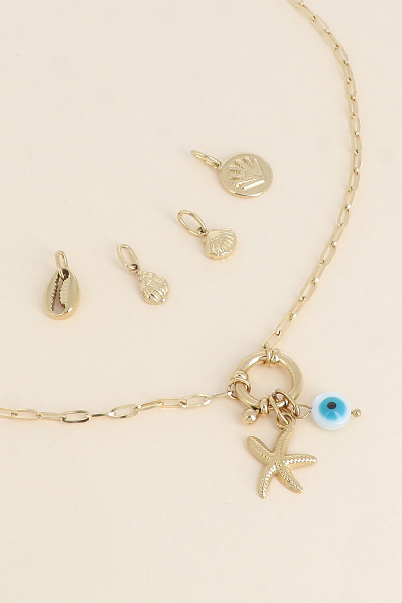 Grossiste Bohm - Cartelette SUMMER VIBES Collier et 6 pendentifs (oeil et étoile de mer)