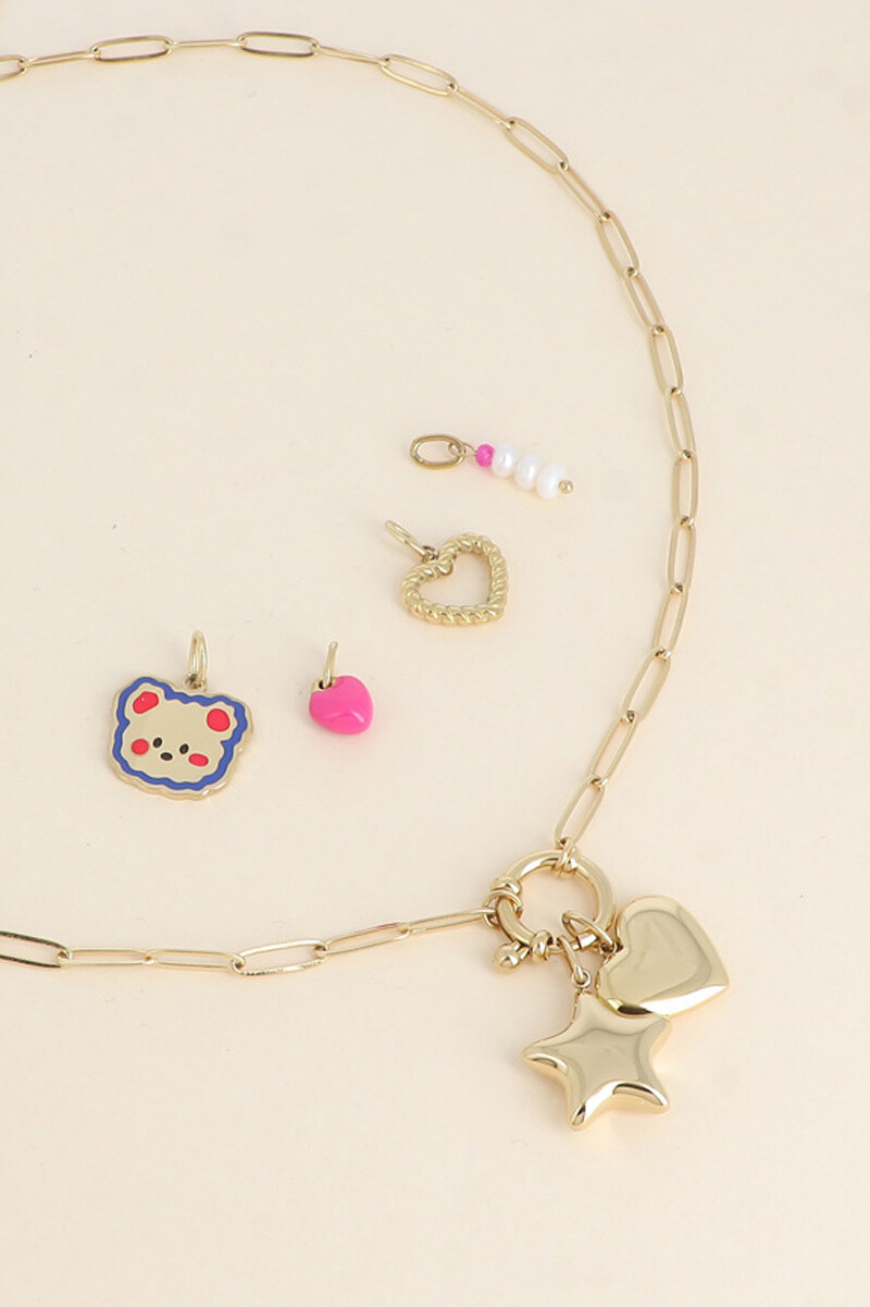 Grossiste Bohm - Cartelette WITH LOVE Collier et 6 pendentifs (coeur et étoile)
